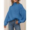 imagePRETTYGARDEN Fall Oversized Sweaters for Women 2025 Chunky Knit Long Sleeve Turtle Neck Pullover Tops Cozy Winter ClothingBlue