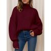 imagePRETTYGARDEN Fall Oversized Sweaters for Women 2025 Chunky Knit Long Sleeve Turtle Neck Pullover Tops Cozy Winter ClothingBurgundy