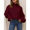 imagePRETTYGARDEN Fall Oversized Sweaters for Women 2025 Chunky Knit Long Sleeve Turtle Neck Pullover Tops Cozy Winter ClothingBurgundy