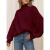 imagePRETTYGARDEN Fall Oversized Sweaters for Women 2025 Chunky Knit Long Sleeve Turtle Neck Pullover Tops Cozy Winter ClothingBurgundy