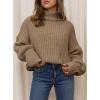 imagePRETTYGARDEN Fall Oversized Sweaters for Women 2025 Chunky Knit Long Sleeve Turtle Neck Pullover Tops Cozy Winter ClothingLight Khaki