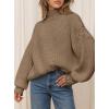 imagePRETTYGARDEN Fall Oversized Sweaters for Women 2025 Chunky Knit Long Sleeve Turtle Neck Pullover Tops Cozy Winter ClothingLight Khaki
