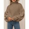 imagePRETTYGARDEN Fall Oversized Sweaters for Women 2025 Chunky Knit Long Sleeve Turtle Neck Pullover Tops Cozy Winter ClothingLight Khaki