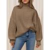 imagePRETTYGARDEN Fall Oversized Sweaters for Women 2025 Chunky Knit Long Sleeve Turtle Neck Pullover Tops Cozy Winter ClothingLight Khaki