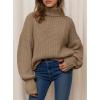imagePRETTYGARDEN Fall Oversized Sweaters for Women 2025 Chunky Knit Long Sleeve Turtle Neck Pullover Tops Cozy Winter ClothingLight Khaki