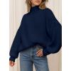 imagePRETTYGARDEN Fall Oversized Sweaters for Women 2025 Chunky Knit Long Sleeve Turtle Neck Pullover Tops Cozy Winter ClothingNavy Blue