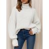 imagePRETTYGARDEN Fall Oversized Sweaters for Women 2025 Chunky Knit Long Sleeve Turtle Neck Pullover Tops Cozy Winter ClothingWhite