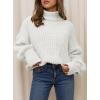 imagePRETTYGARDEN Fall Oversized Sweaters for Women 2025 Chunky Knit Long Sleeve Turtle Neck Pullover Tops Cozy Winter ClothingWhite