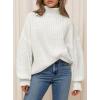 imagePRETTYGARDEN Fall Oversized Sweaters for Women 2025 Chunky Knit Long Sleeve Turtle Neck Pullover Tops Cozy Winter ClothingWhite