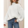 imagePRETTYGARDEN Fall Oversized Sweaters for Women 2025 Chunky Knit Long Sleeve Turtle Neck Pullover Tops Cozy Winter ClothingWhite