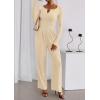 imagePRETTYGARDEN Jumpsuits for Women Dressy Casual 2025 Fall One Piece Outfits Long Sleeve Wide Leg Pants Romper Fashion ClothingBeige