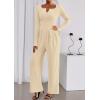 imagePRETTYGARDEN Jumpsuits for Women Dressy Casual 2025 Fall One Piece Outfits Long Sleeve Wide Leg Pants Romper Fashion ClothingBeige