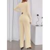 imagePRETTYGARDEN Jumpsuits for Women Dressy Casual 2025 Fall One Piece Outfits Long Sleeve Wide Leg Pants Romper Fashion ClothingBeige