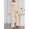 imagePRETTYGARDEN Jumpsuits for Women Dressy Casual 2025 Fall One Piece Outfits Long Sleeve Wide Leg Pants Romper Fashion ClothingBeige