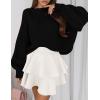 imagePRETTYGARDEN Sweaters for Women 2025 Fall Chunky Knit Long Sleeve Crew Neck Oversized Pullover Tops Winter Fashion ClothingBlack
