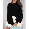 imagePRETTYGARDEN Sweaters for Women 2025 Fall Chunky Knit Long Sleeve Crew Neck Oversized Pullover Tops Winter Fashion ClothingBlack