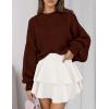 imagePRETTYGARDEN Sweaters for Women 2025 Fall Chunky Knit Long Sleeve Crew Neck Oversized Pullover Tops Winter Fashion ClothingBrown