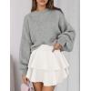 imagePRETTYGARDEN Sweaters for Women 2025 Fall Chunky Knit Long Sleeve Crew Neck Oversized Pullover Tops Winter Fashion ClothingGrey