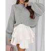 imagePRETTYGARDEN Sweaters for Women 2025 Fall Chunky Knit Long Sleeve Crew Neck Oversized Pullover Tops Winter Fashion ClothingGrey