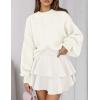 imagePRETTYGARDEN Sweaters for Women 2025 Fall Chunky Knit Long Sleeve Crew Neck Oversized Pullover Tops Winter Fashion ClothingWhite