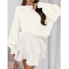 imagePRETTYGARDEN Sweaters for Women 2025 Fall Chunky Knit Long Sleeve Crew Neck Oversized Pullover Tops Winter Fashion ClothingWhite