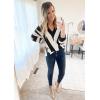 imagePRETTYGARDEN Sweaters for Women 2025 Long Sleeve Striped Knitted V Neck Pullover Jumper Tops Fall Outfits Fashion ClothingStriped Black