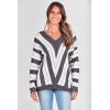 imagePRETTYGARDEN Sweaters for Women 2025 Long Sleeve Striped Knitted V Neck Pullover Jumper Tops Fall Outfits Fashion ClothingStriped Dark Grey