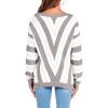 imagePRETTYGARDEN Sweaters for Women 2025 Long Sleeve Striped Knitted V Neck Pullover Jumper Tops Fall Outfits Fashion ClothingStriped Grey
