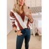imagePRETTYGARDEN Sweaters for Women 2025 Long Sleeve Striped Knitted V Neck Pullover Jumper Tops Fall Outfits Fashion ClothingStriped Rust Red
