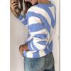 imagePRETTYGARDEN Sweaters for Women 2025 Long Sleeve Striped Knitted V Neck Pullover Jumper Tops Fall Outfits Fashion ClothingStriped Sky Blue