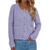 imagePRETTYGARDEN Women Knit Cardigan Sweaters Fall Fashion Long Sleeve Open Front Button Down Trendy Casual Jacket Winter ClothesPurple