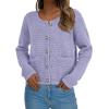 imagePRETTYGARDEN Women Knit Cardigan Sweaters Fall Fashion Long Sleeve Open Front Button Down Trendy Casual Jacket Winter ClothesPurple