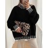 imagePRETTYGARDEN Womens 2025 Fall Oversized Pullover Sweaters Long Sleeve Mock Neck Chunky Knit Jumper Tops Winter ClothingBlack