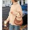 imagePRETTYGARDEN Womens 2025 Fall Oversized Sweaters Turtleneck Casual Long Sleeve Chunky Knit Pullover Tops Winter ClothesBeige