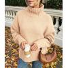 imagePRETTYGARDEN Womens 2025 Fall Oversized Sweaters Turtleneck Casual Long Sleeve Chunky Knit Pullover Tops Winter ClothesBeige