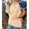 imagePRETTYGARDEN Womens 2025 Fall Oversized Sweaters Turtleneck Casual Long Sleeve Chunky Knit Pullover Tops Winter ClothesBeige