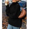 imagePRETTYGARDEN Womens 2025 Fall Oversized Sweaters Turtleneck Casual Long Sleeve Chunky Knit Pullover Tops Winter ClothesBlack