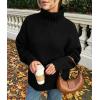 imagePRETTYGARDEN Womens 2025 Fall Oversized Sweaters Turtleneck Casual Long Sleeve Chunky Knit Pullover Tops Winter ClothesBlack