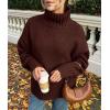 imagePRETTYGARDEN Womens 2025 Fall Oversized Sweaters Turtleneck Casual Long Sleeve Chunky Knit Pullover Tops Winter ClothesCoffee