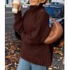 imagePRETTYGARDEN Womens 2025 Fall Oversized Sweaters Turtleneck Casual Long Sleeve Chunky Knit Pullover Tops Winter ClothesCoffee