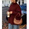 imagePRETTYGARDEN Womens 2025 Fall Oversized Sweaters Turtleneck Casual Long Sleeve Chunky Knit Pullover Tops Winter ClothesDark Wine Red