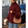 imagePRETTYGARDEN Womens 2025 Fall Oversized Sweaters Turtleneck Casual Long Sleeve Chunky Knit Pullover Tops Winter ClothesDark Wine Red