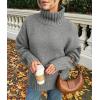 imagePRETTYGARDEN Womens 2025 Fall Oversized Sweaters Turtleneck Casual Long Sleeve Chunky Knit Pullover Tops Winter ClothesGrey