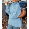 imagePRETTYGARDEN Womens 2025 Fall Oversized Sweaters Turtleneck Casual Long Sleeve Chunky Knit Pullover Tops Winter ClothesLight Blue