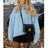 imagePRETTYGARDEN Womens 2025 Fall Oversized Sweaters Turtleneck Casual Long Sleeve Chunky Knit Pullover Tops Winter ClothesLight Blue