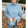 imagePRETTYGARDEN Womens 2025 Fall Oversized Sweaters Turtleneck Casual Long Sleeve Chunky Knit Pullover Tops Winter ClothesLight Blue
