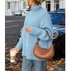 imagePRETTYGARDEN Womens 2025 Fall Oversized Sweaters Turtleneck Casual Long Sleeve Chunky Knit Pullover Tops Winter ClothesLight Blue