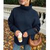 imagePRETTYGARDEN Womens 2025 Fall Oversized Sweaters Turtleneck Casual Long Sleeve Chunky Knit Pullover Tops Winter ClothesNavy