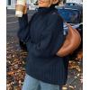 imagePRETTYGARDEN Womens 2025 Fall Oversized Sweaters Turtleneck Casual Long Sleeve Chunky Knit Pullover Tops Winter ClothesNavy