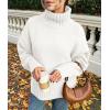 imagePRETTYGARDEN Womens 2025 Fall Oversized Sweaters Turtleneck Casual Long Sleeve Chunky Knit Pullover Tops Winter ClothesWhite